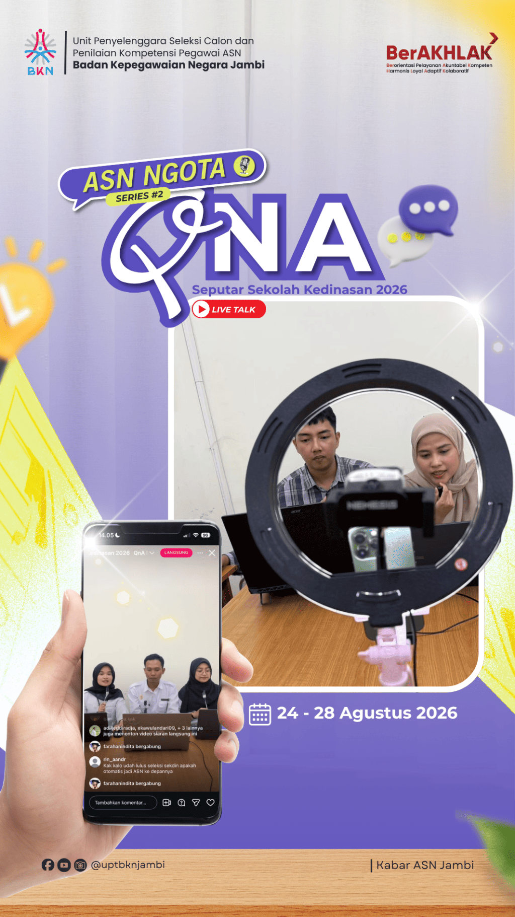 ASN Ngota Series 2 : Live Instagram QnA Seputar Pendaftaran Sekolah Kedinasan 2026